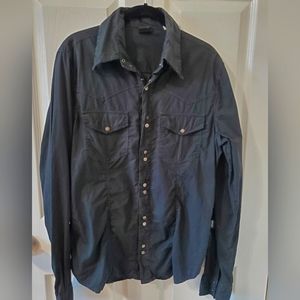 Versace Black Cotton Medusa Snap Button Shirt Men's Size Large